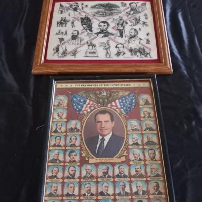 FRAMED PRESIDENTS OF THE UNITED STATES & FRAMED SIGNED SKETCH