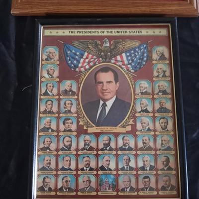 FRAMED PRESIDENTS OF THE UNITED STATES & FRAMED SIGNED SKETCH
