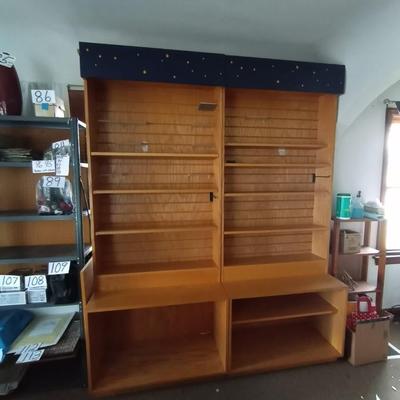 WOODEN DISPLAY SHELVING UNIT