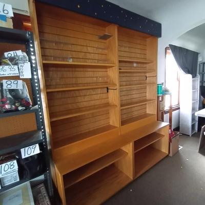 WOODEN DISPLAY SHELVING UNIT