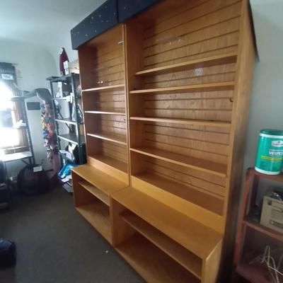 WOODEN DISPLAY SHELVING UNIT