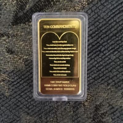 TEN COMMANDMENTS ONE TROY OUNCE ,999 FINE GOLD CLAD