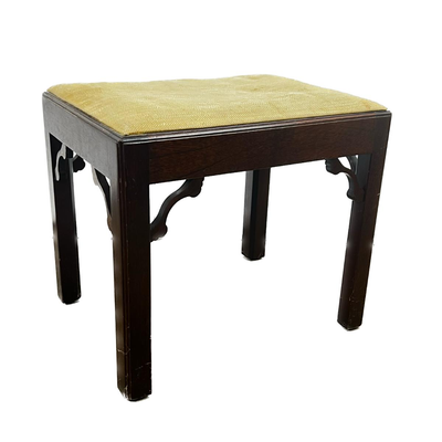 1463 Mahogany Chippendale Style Bench with Linen Seat