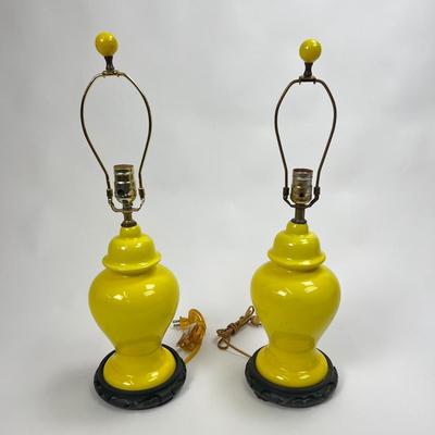 1508 Pair of Yellow Jar Lamps