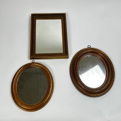 1510 Set of 3 Small Gold Framed Mirrors