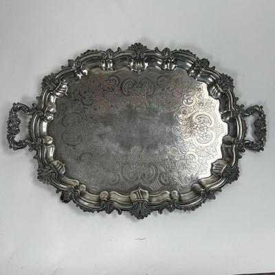 1517 Assortment of Silver Plate & Large Silver over Copper Antique Tray