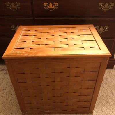 Handcrafted Wooden Clothes Hamper -Lot 256