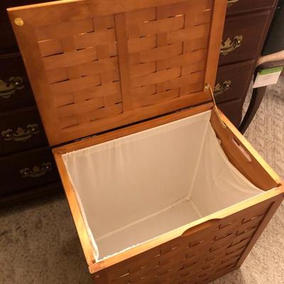 Handcrafted Wooden Clothes Hamper -Lot 256