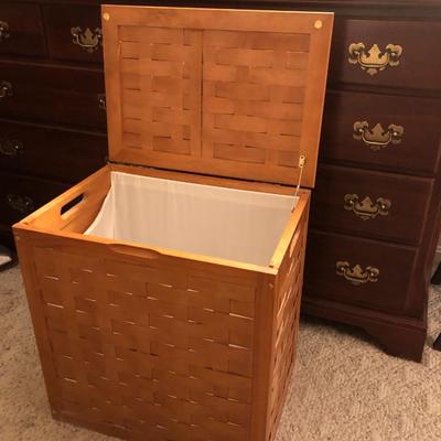 Handcrafted Wooden Clothes Hamper -Lot 256