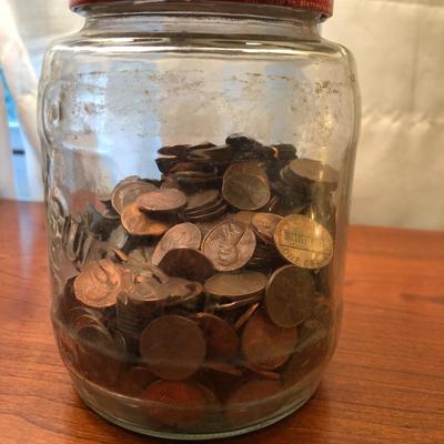 Vintage Barrel Pickle Jar Filled with Coins -Lot 262