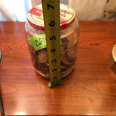 Vintage Barrel Pickle Jar Filled with Coins -Lot 262