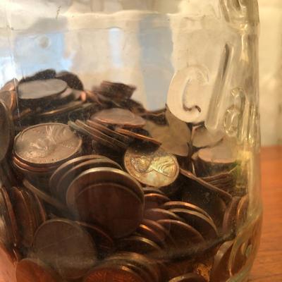 Vintage Barrel Pickle Jar Filled with Coins -Lot 262
