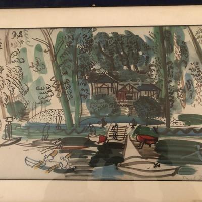 Ethan Allen Accents - Signed Raoul Dufy - Glass Framed Art -Lot 266