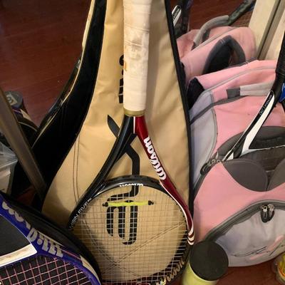 Large Lot - Tennis Rackets Carry Bag Tennis Balls