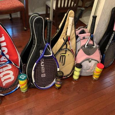 Large Lot - Tennis Rackets Carry Bag Tennis Balls