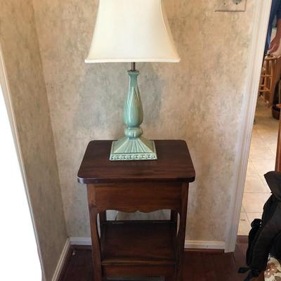 Hall Table w/ Hideaway Shelf & Lamp