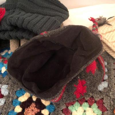 Winter Lot: Crochet Blanket/Gloves/Hats/Scarves -Lot 275