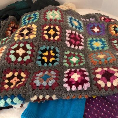 Winter Lot: Crochet Blanket/Gloves/Hats/Scarves -Lot 275