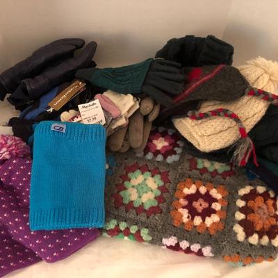 Winter Lot: Crochet Blanket/Gloves/Hats/Scarves -Lot 275