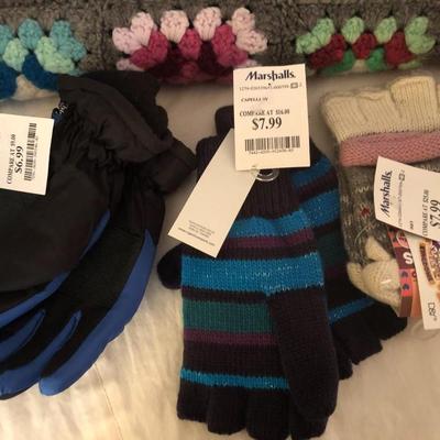 Winter Lot: Crochet Blanket/Gloves/Hats/Scarves -Lot 275
