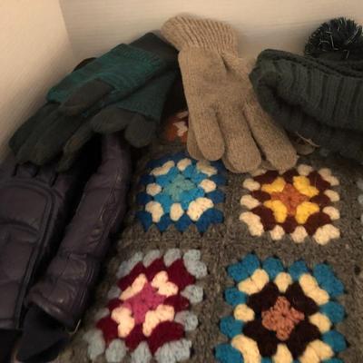 Winter Lot: Crochet Blanket/Gloves/Hats/Scarves -Lot 275
