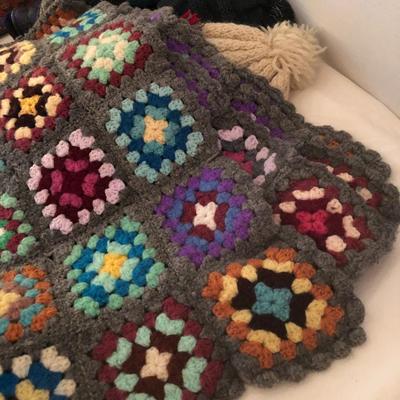 Winter Lot: Crochet Blanket/Gloves/Hats/Scarves -Lot 275