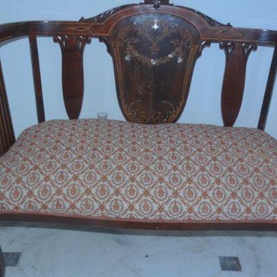 Edwardian Settee/Bench with Mother of Pearl 