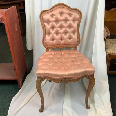 Lot 238 | Tufted Pink Satin Chair