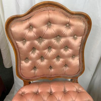 Lot 238 | Tufted Pink Satin Chair