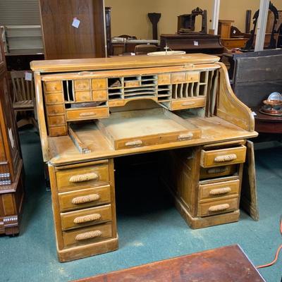 Lot 269 | LARGE Oak Roll-Top Desk