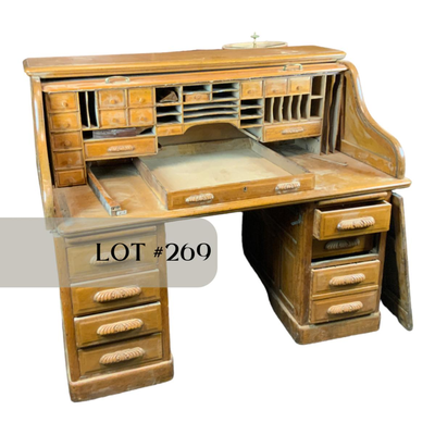 Lot 269 | LARGE Oak Roll-Top Desk