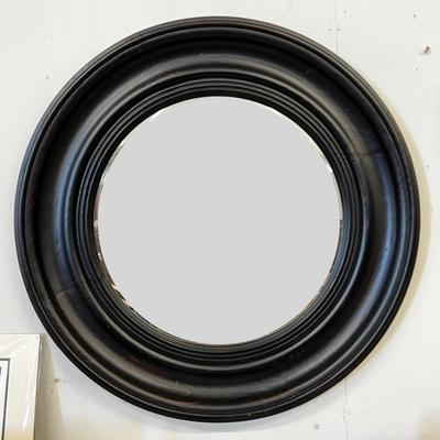 1522 Large Round 38" Wooden Framed Beveled Wall Mirror