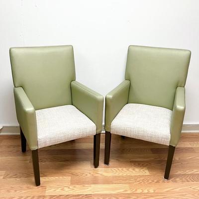 Pair (2) ~ Adorable Custom Vinyl Accent Chairs w/Upholstered Seats ~ New