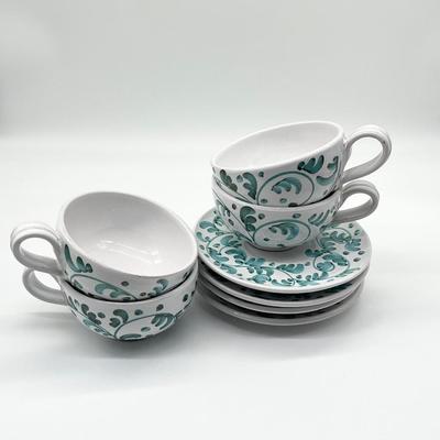 GUMPS ~ Italian Pottery ~ Bowls & Saucers ~ Set of Four (4)