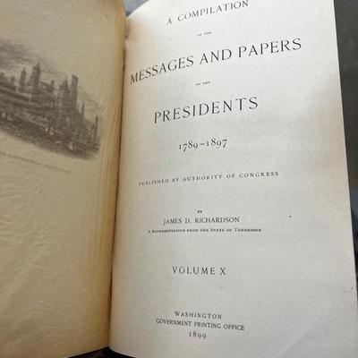 1523 Antique Set of 10 Volumes Published 1886 Messages & Papers of the Presidents 1789-1897 by James D. Richardson