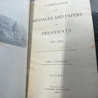 1523 Antique Set of 10 Volumes Published 1886 Messages & Papers of the Presidents 1789-1897 by James D. Richardson