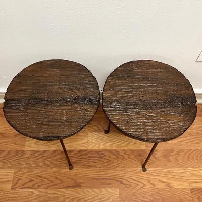 Pair (2) ~ Ceramic Mesquite Table Top ~ with Iron Stand