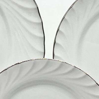 GILDHAR ~ 3-Piece Serving For 6 ~ Swirl China With Silver Trim