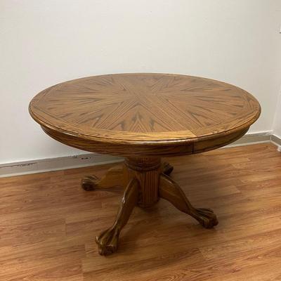 Solid Wood Inlaid Claw Foot Pedestal Table Only
