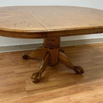 Solid Wood Inlaid Claw Foot Pedestal Table Only