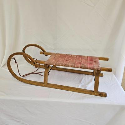 Decorative Oak Sleigh with Woven Seat (WS-JS)