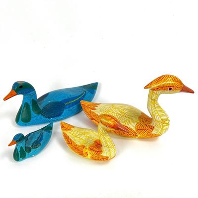 1525 Set of 4 Hand Carved & Hand Painted Waterfowl Birds