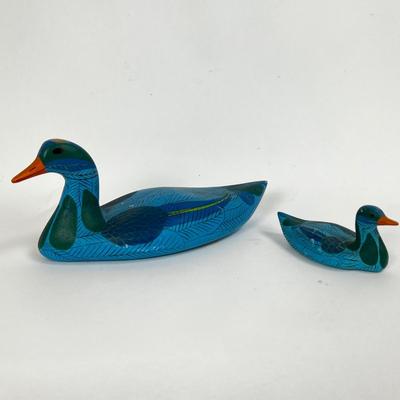 1525 Set of 4 Hand Carved & Hand Painted Waterfowl Birds