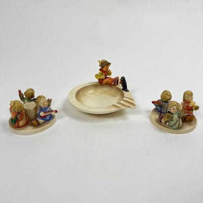 1528 Vintage Hummel Goebel Ashtray & Pair of Candlesticks