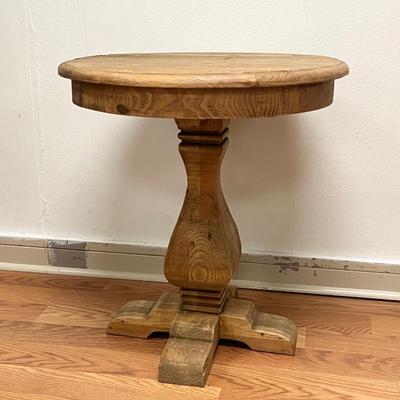 Solid Wood Pedestal Base Occasional Table