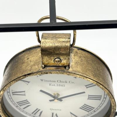WINSTON ~ Gold Clock In Black Metal Stand