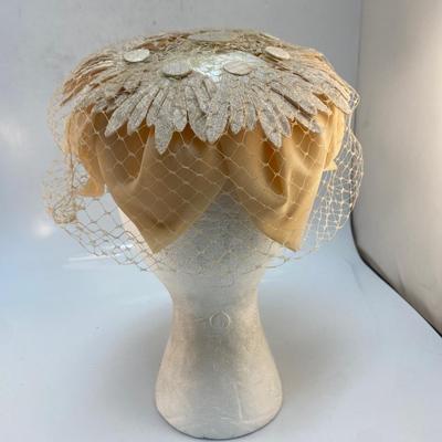 Vintage Flower Petal Netted Fascinator Skullcap Fancy Hat