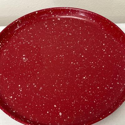 Pair (2) ~ Red Granite Enamel Cake Stands