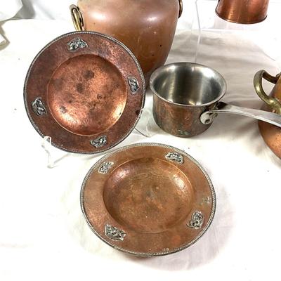 1537 Vintage Copper & Porcelain Double Boiler, Copper Plates and more