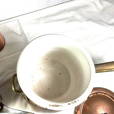 1537 Vintage Copper & Porcelain Double Boiler, Copper Plates and more